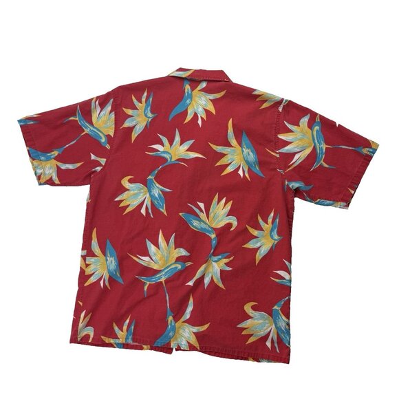 Vintage Islander Mens L Red Hawaiian Shirt Bird Of Paradise Floral - Picture 2 of 5
